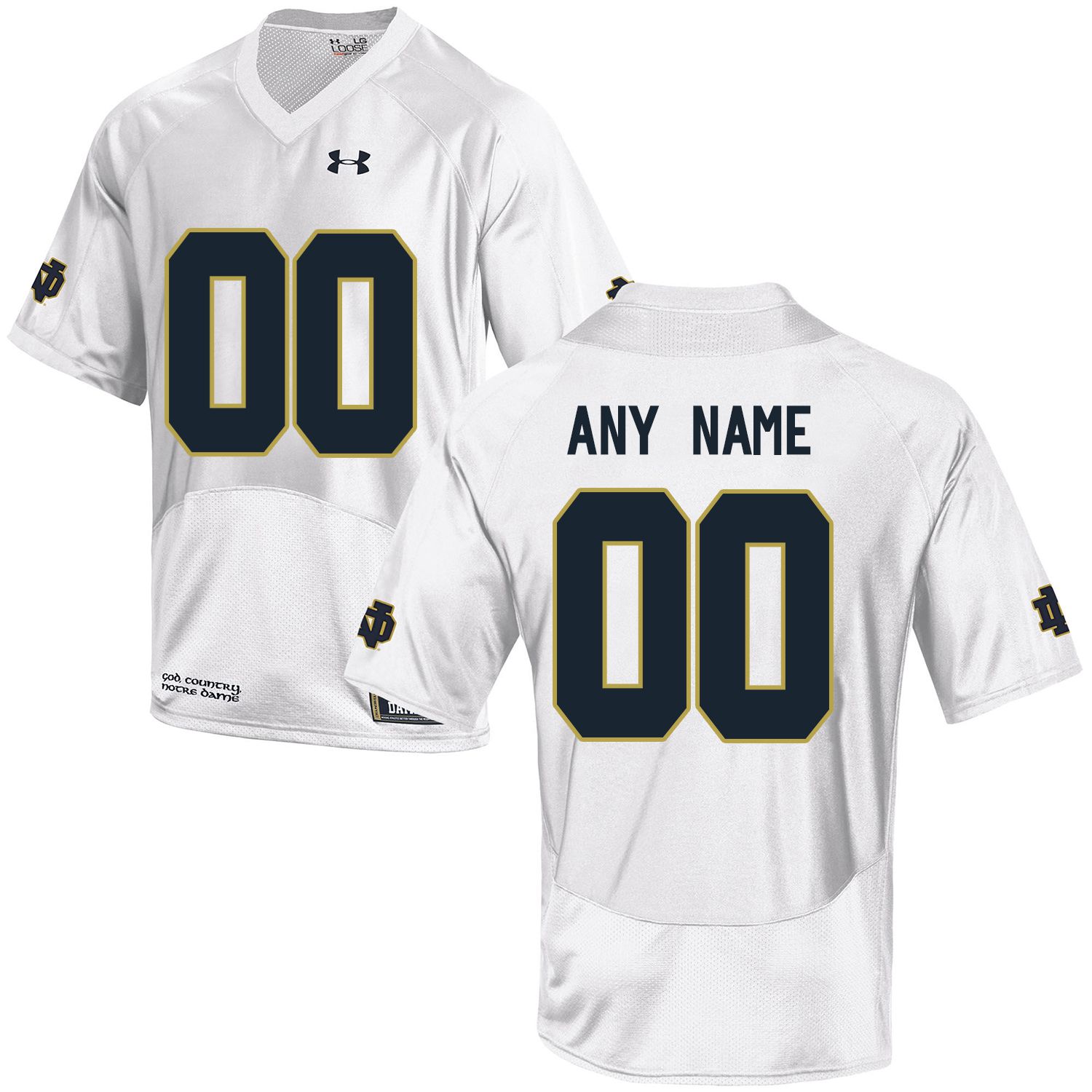 Men Norte Dame Fighting Irish 00 Any Name White Customized NCAA Jerseys